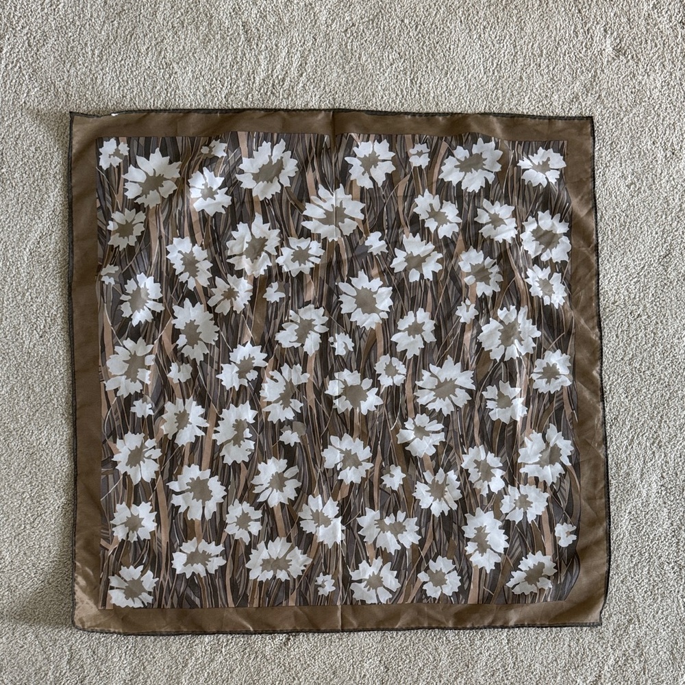 Vintage Floral Brown and White Scarf